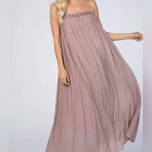 Pinkblush Listicle Mauve Sleeveless Ruffle Flowy Maternity Maxi